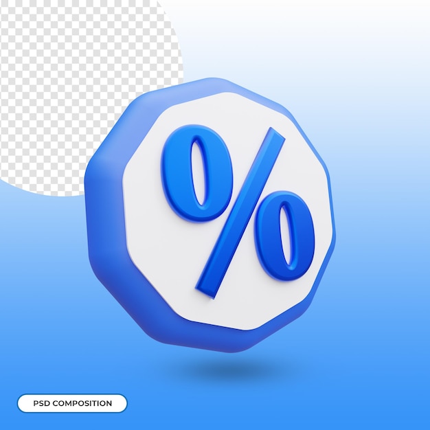 Percent icon isolated in 3d rendering