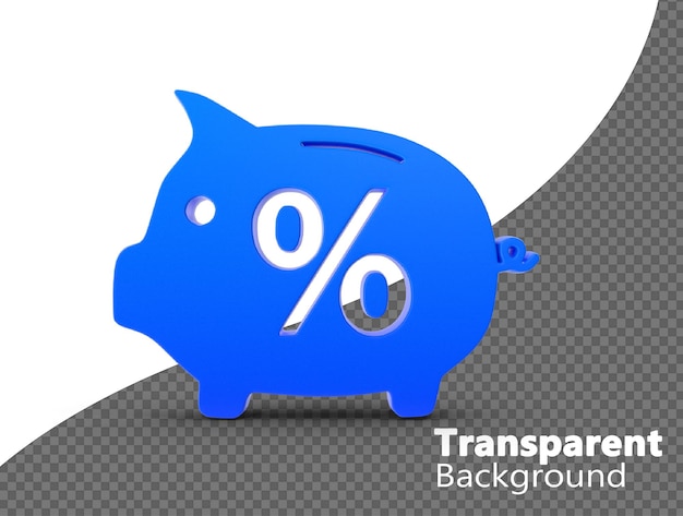 PSD percentuale di denaro piggy bank su sfondo trasparente
