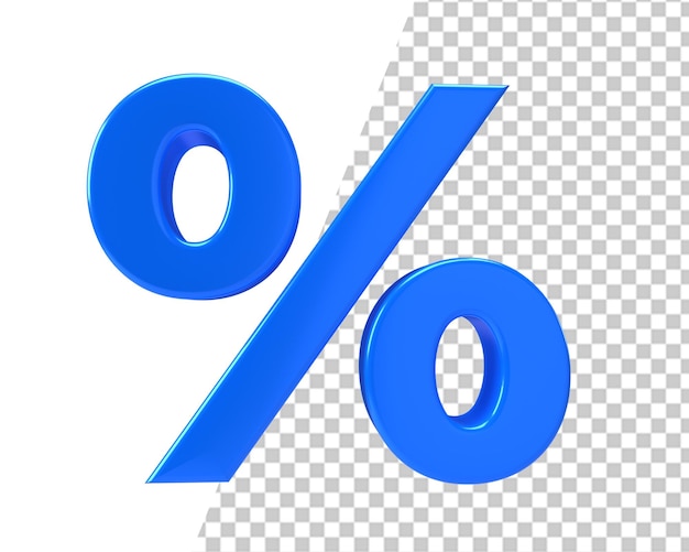 PSD percent sale blue icon 3d render