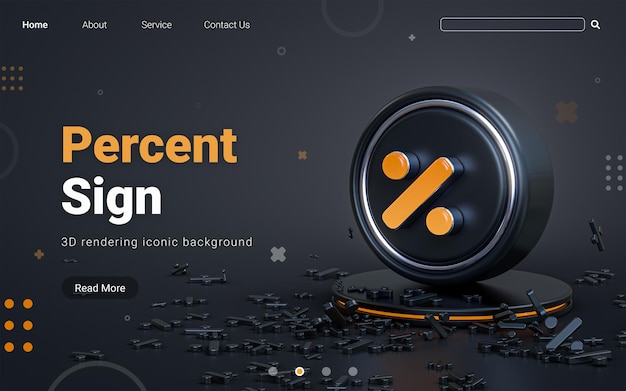 PSD パーセント記号3dレンダリングソーシャルバナーテンプレートの抽象的な暗い現実的な象徴的な背景