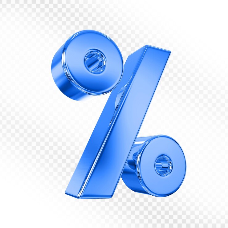 Percent Sign Blue 3D Render