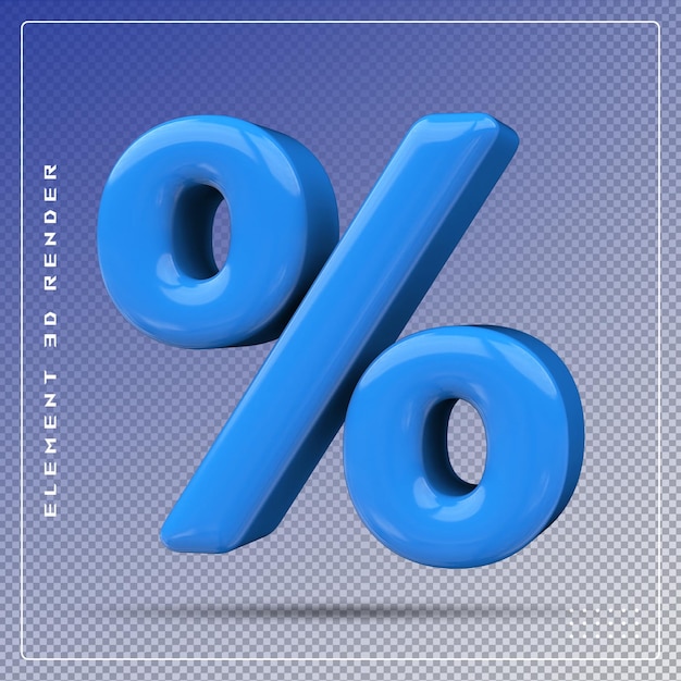 PSD percent symbol blue 3d render