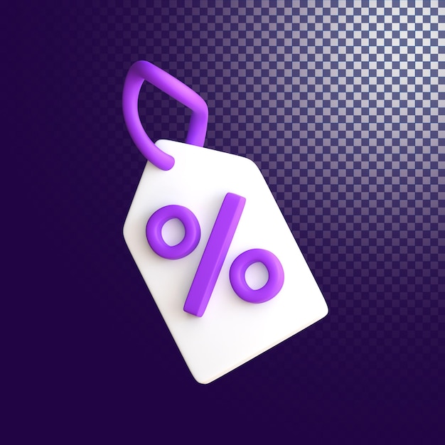 PSD percent tag icon high quality 3d rendered isolated