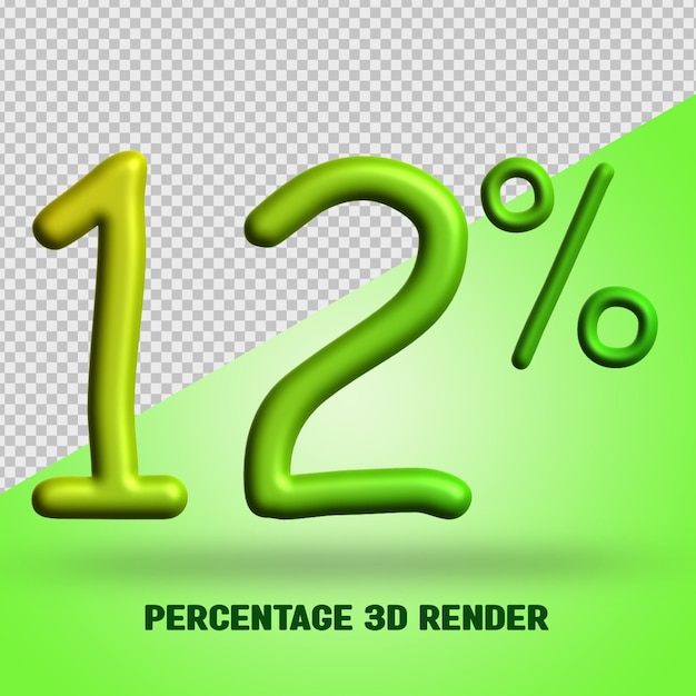 percentage 3d render green yellow gradient