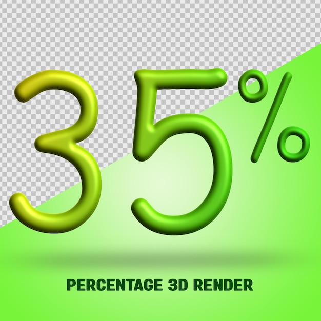 Percentuale 3d rende gradiente giallo verde