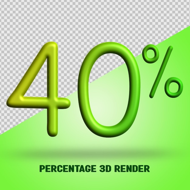 Percentuale 3d rende gradiente giallo verde