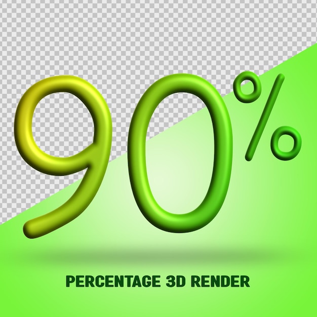 PSD percentuale 3d rende gradiente giallo verde