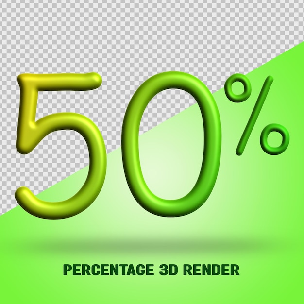 percentage 3d render groen geel verloop