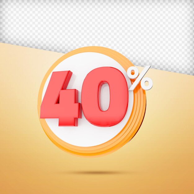 Percentage 3D render premium psd