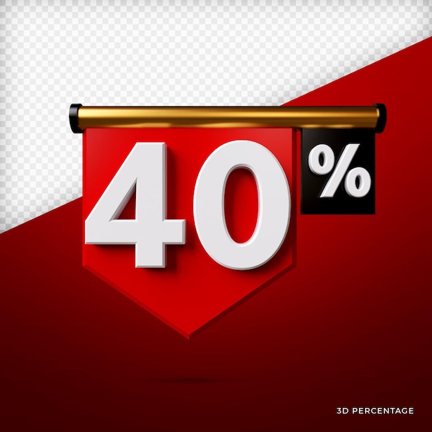 Percentage 3d render premium psd