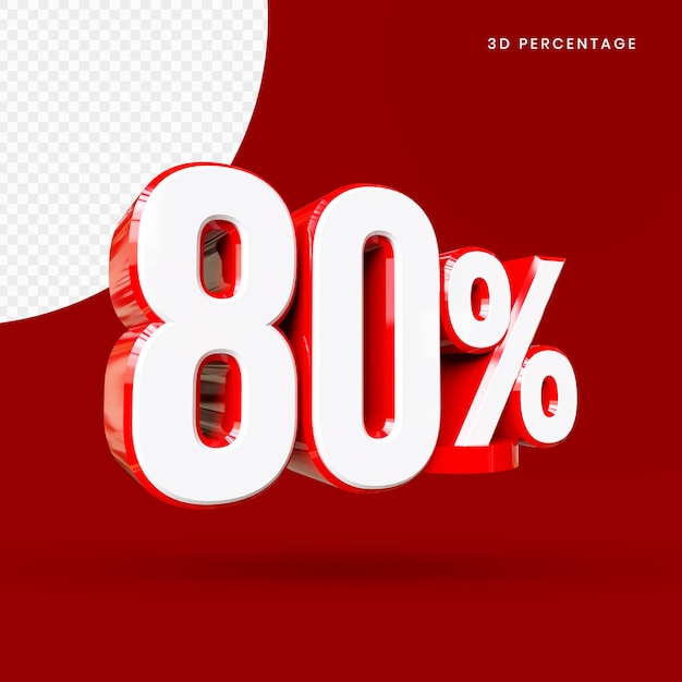 percentage geïsoleerd rood 3d render