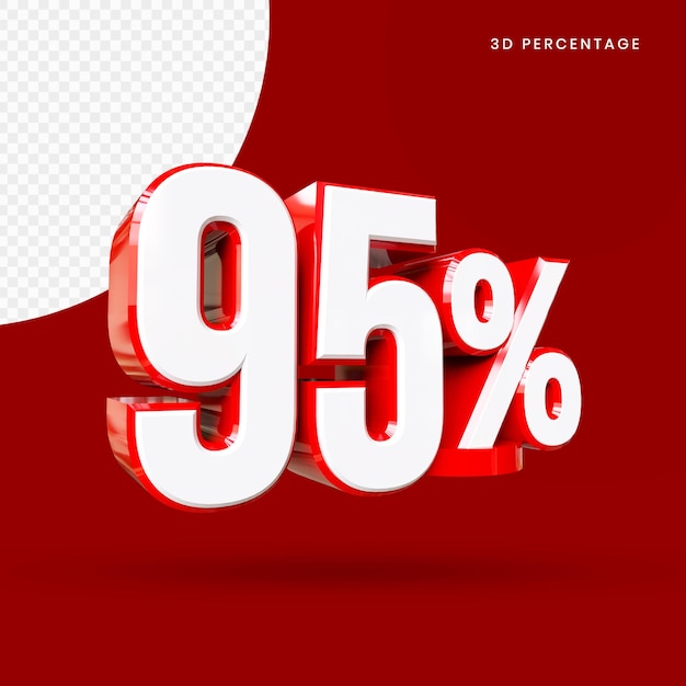 Percentage geïsoleerd rood 3d render