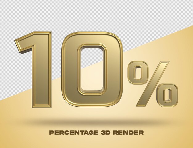 percentage gold color 3d render