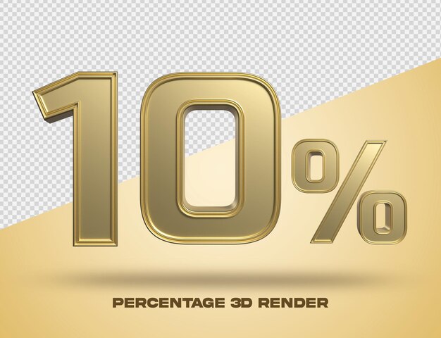 Percentage gold color 3d render