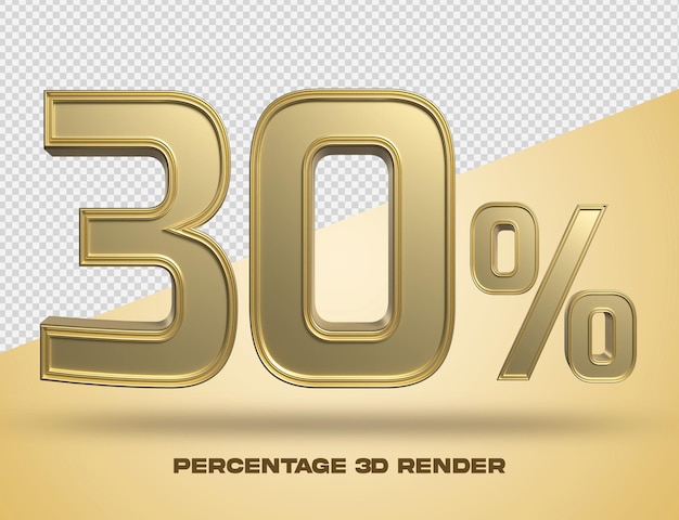 percentage gold color 3d render