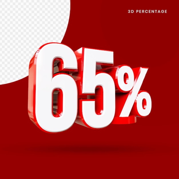 Percentuale di rendering 3d rosso isolato