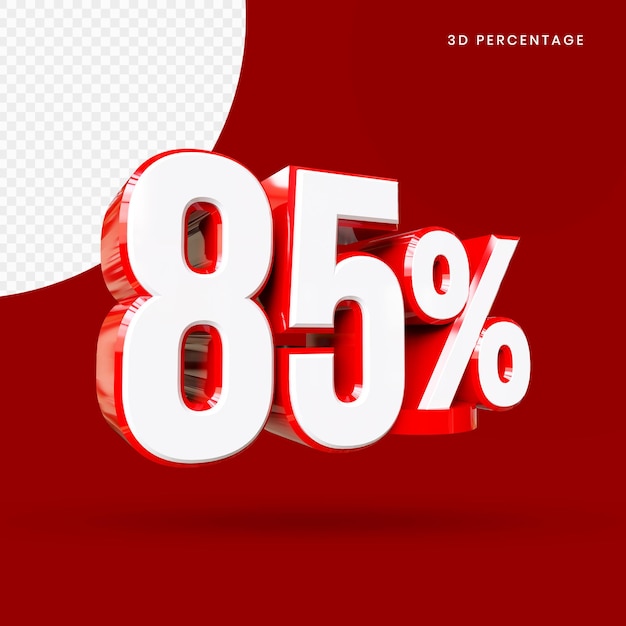 Percentuale di rendering 3d rosso isolato