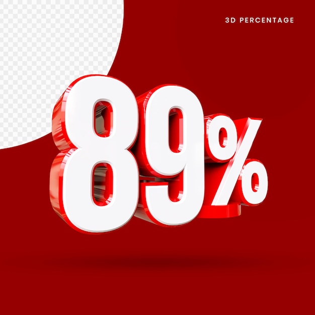 Percentuale di rendering 3d rosso isolato