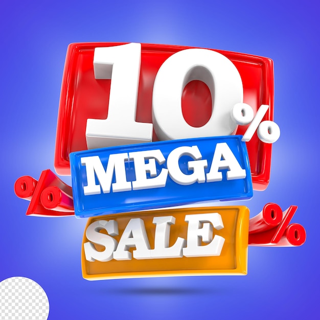 PSD percentage mega sale 3d weergave