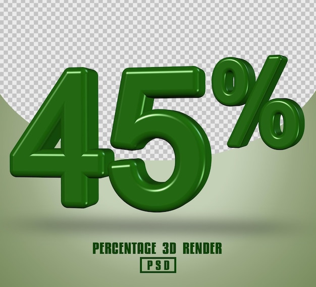 PERCENTAGE NUMBER 3D RENDER GREEN COLOR