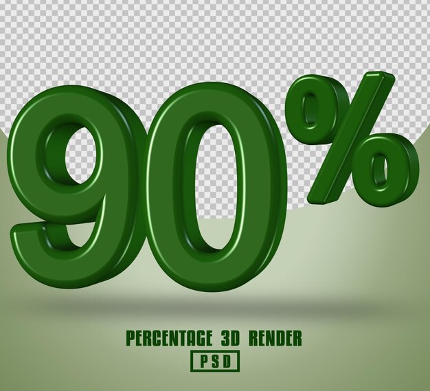 Numero percentuale render 3d colore verde