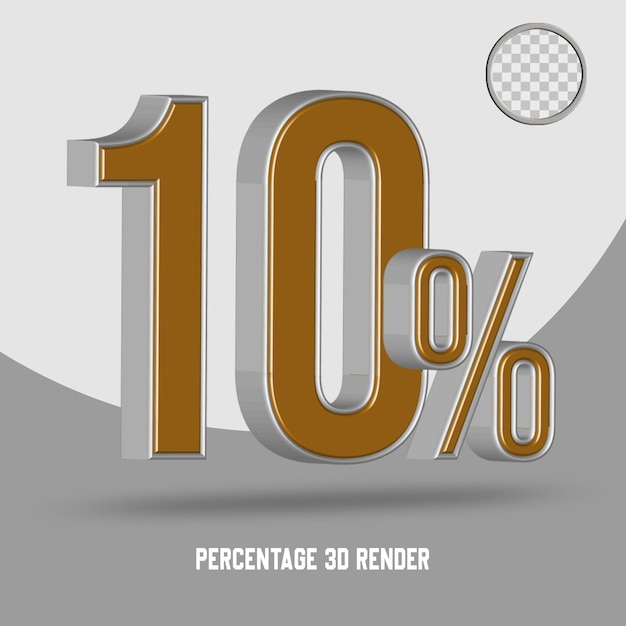 PERCENTAGE NUMMER 3D RENDER GOUD ZILVER STIJL