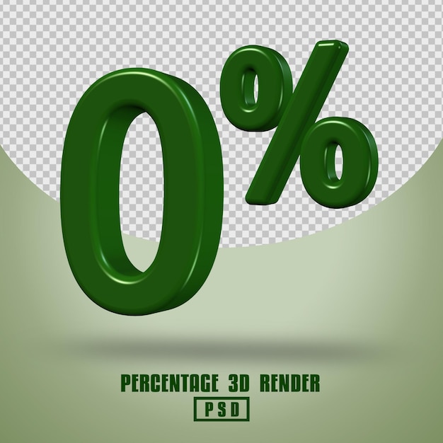 Percentage nummer 3d render groene kleur