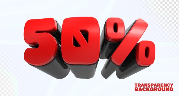 Percentage Off 50 Sale Red 3D Rendering
