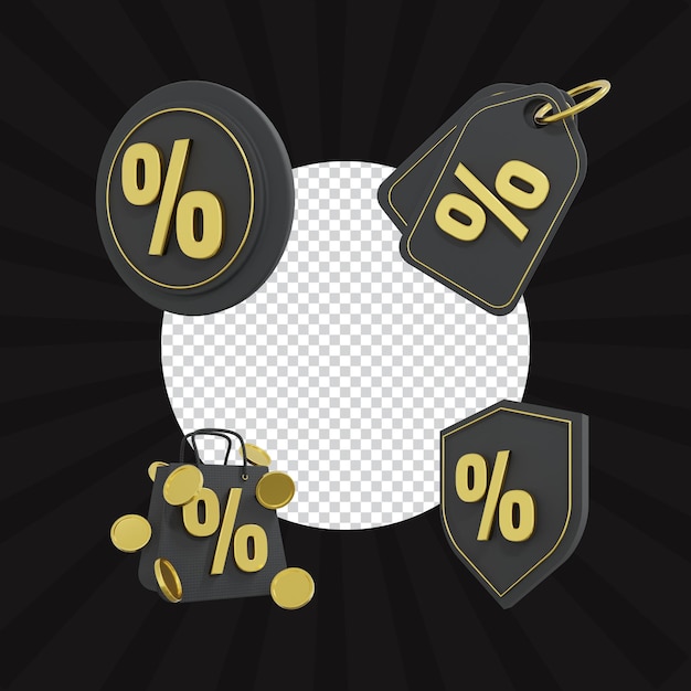 PSD percentage pictogram 3d-rendering