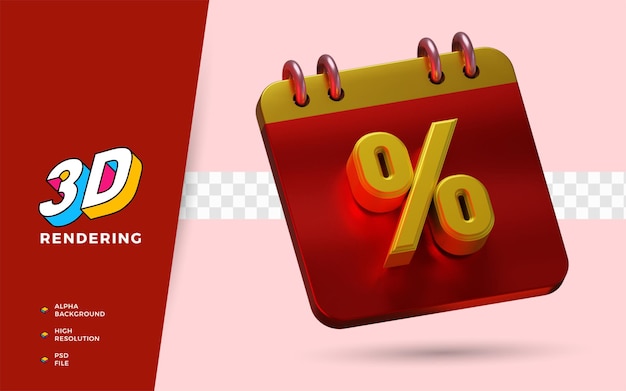 Percentage shopping day discount flash sale festival 3d render object illustration