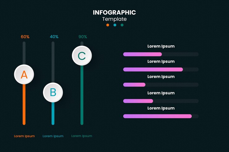PSD percentage slider infogarphic template