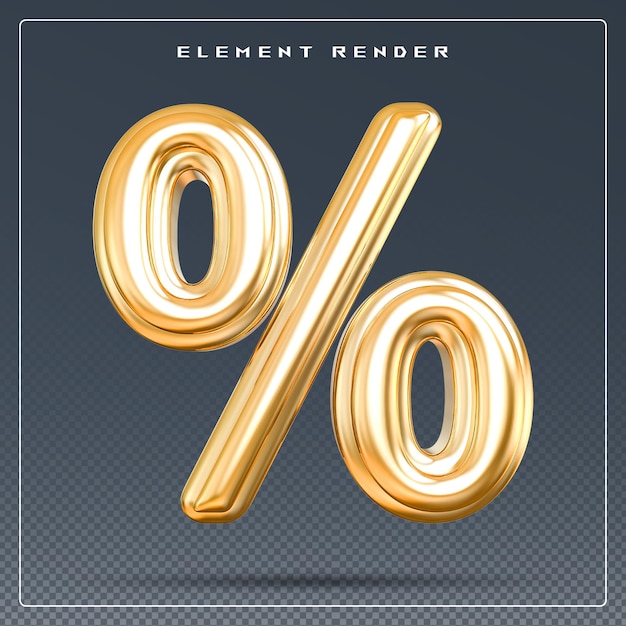 Percentage symbool goud 3d weergeven