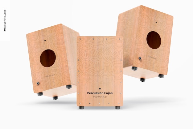 PSD mockup di cajon a percussione, che cadono