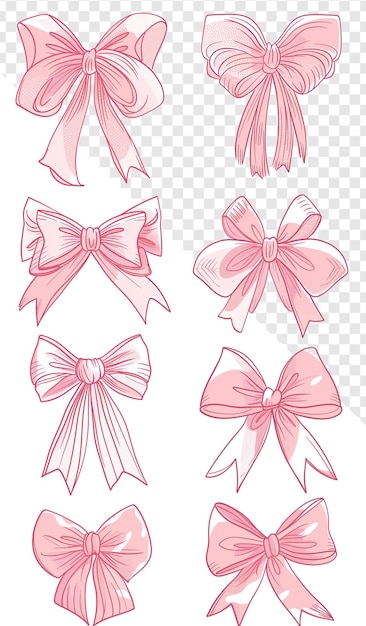 PSD perfect 2d drawing pink bows variety simple