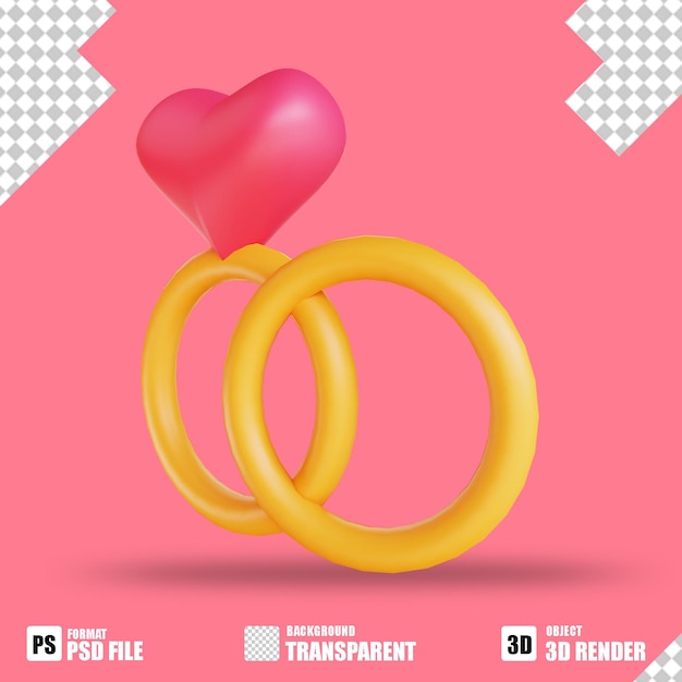 PSD perfect 3d icon love ring for valentine's day