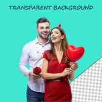 PSD perfect beautiful couple celebrating st valentine39s day holding red hearts