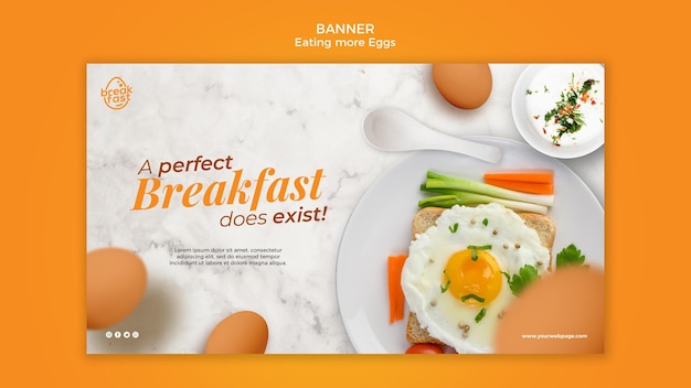 PSD perfect breakfast with eggs banner template