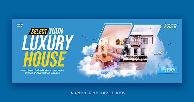 Perfect and modern home sale facebook cover banner template design