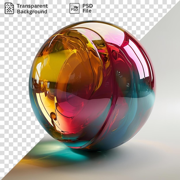 PSD perfect of a shiny ball in a glass vase on a table