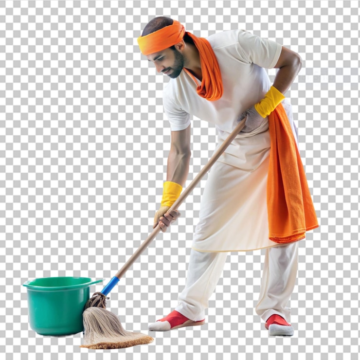 PSD perform seva or volunteer work on transparent background
