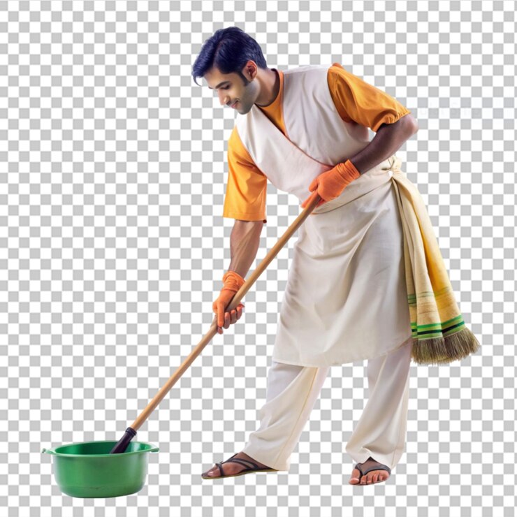 PSD perform seva or volunteer work on transparent background