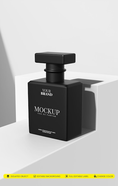 PSD perfume bottle black package mockup psd