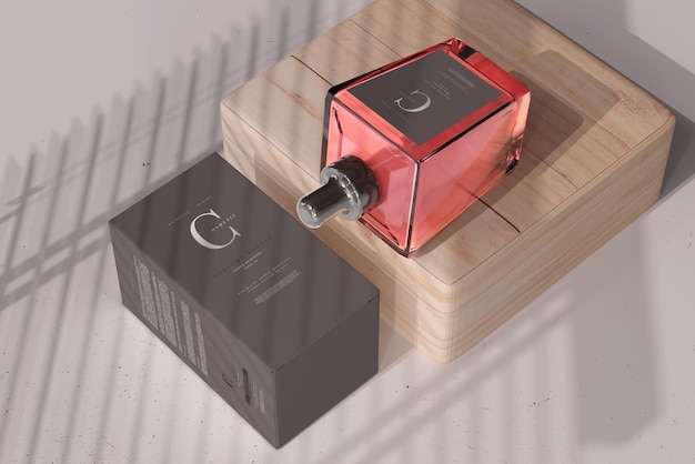 Perfume Bottle with Box Mockup