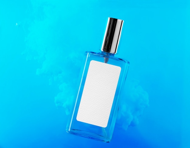 Perfume bottle with etiquette mockup