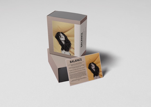 PSD perfume boxes with information card beside