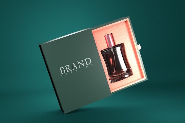 Perfume packaging 3d render mockup