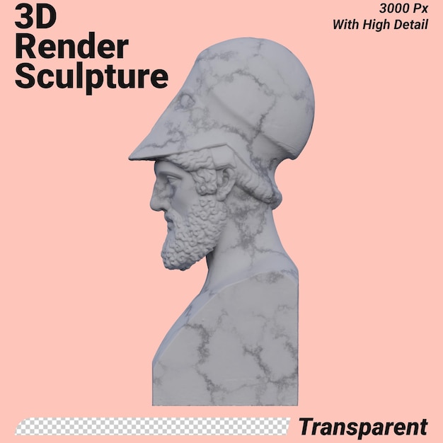 PSD statua di pericle 3d rende isolato perfetto per il vostro design