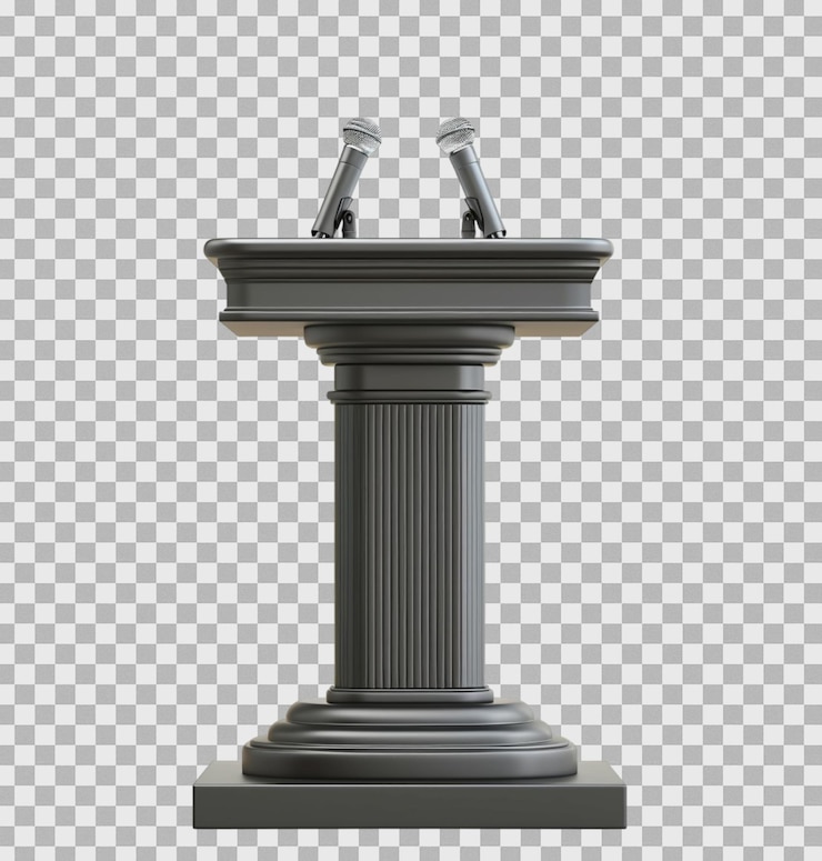 PSD persconferentiepodium op een geïsoleerde transparante achtergrond