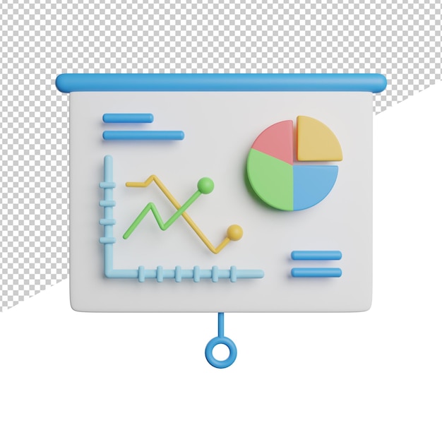 PSD persentation 비즈니스 전략 전면 보기 투명 배경에 3d 렌더링 아이콘 그림