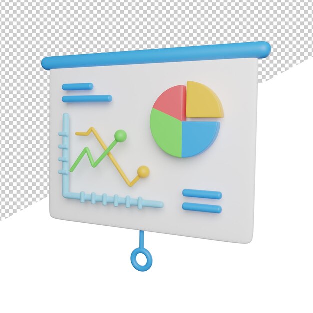 PSD persentation business strategy side view 3d rendering icon illustration on transparent background